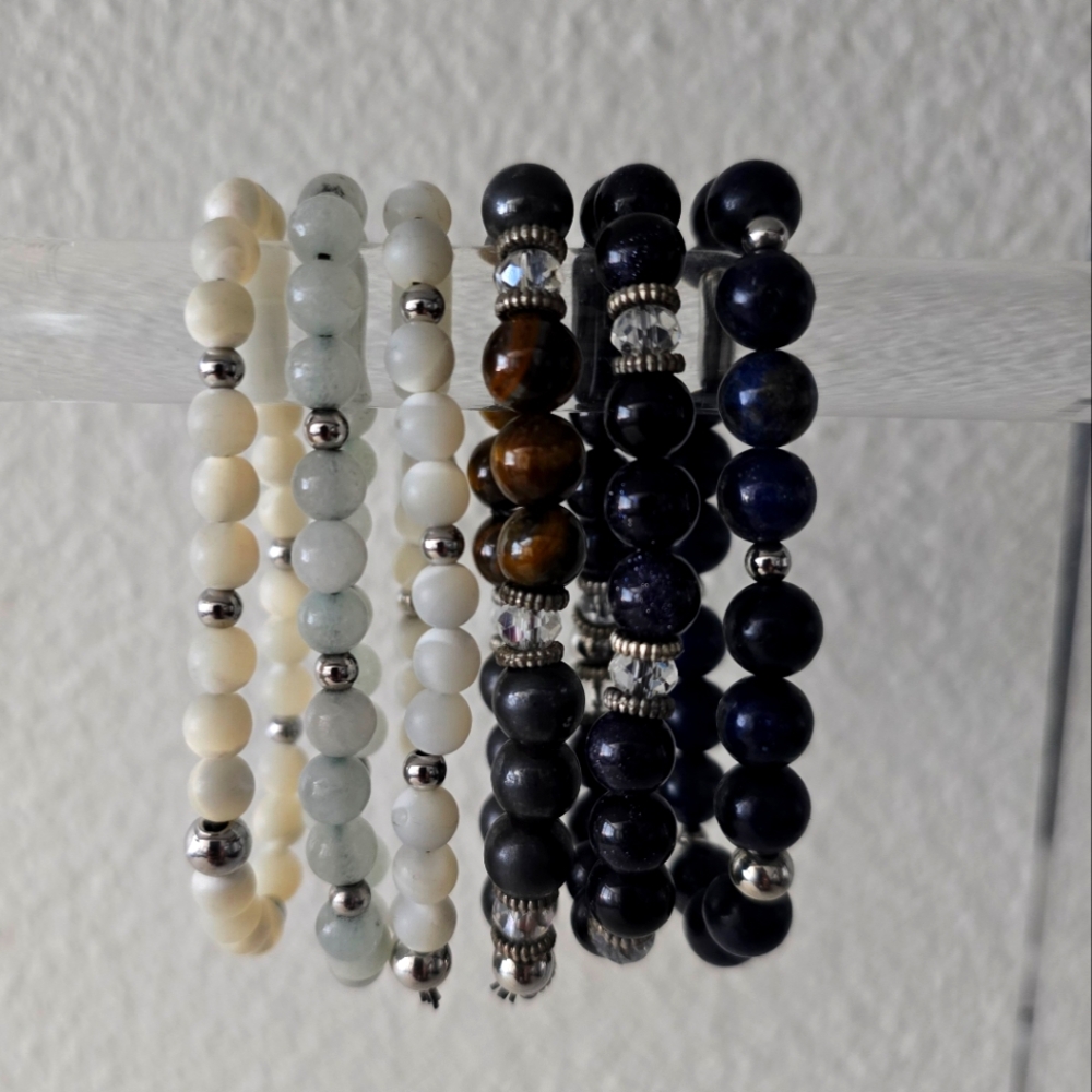 LOT of 6 Elegant Multi-Color Beaded Bracelet Set